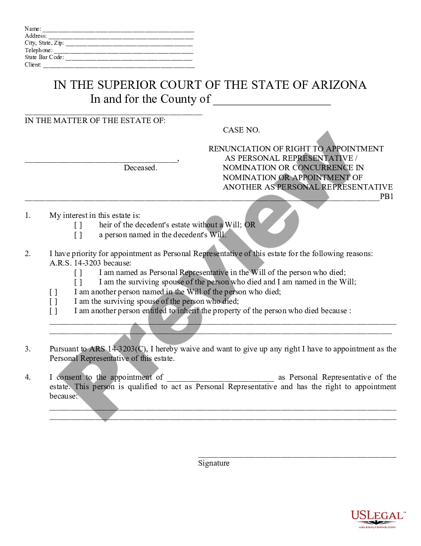 arizona-renunciation-of-right-to-appointment-of-personal-representative