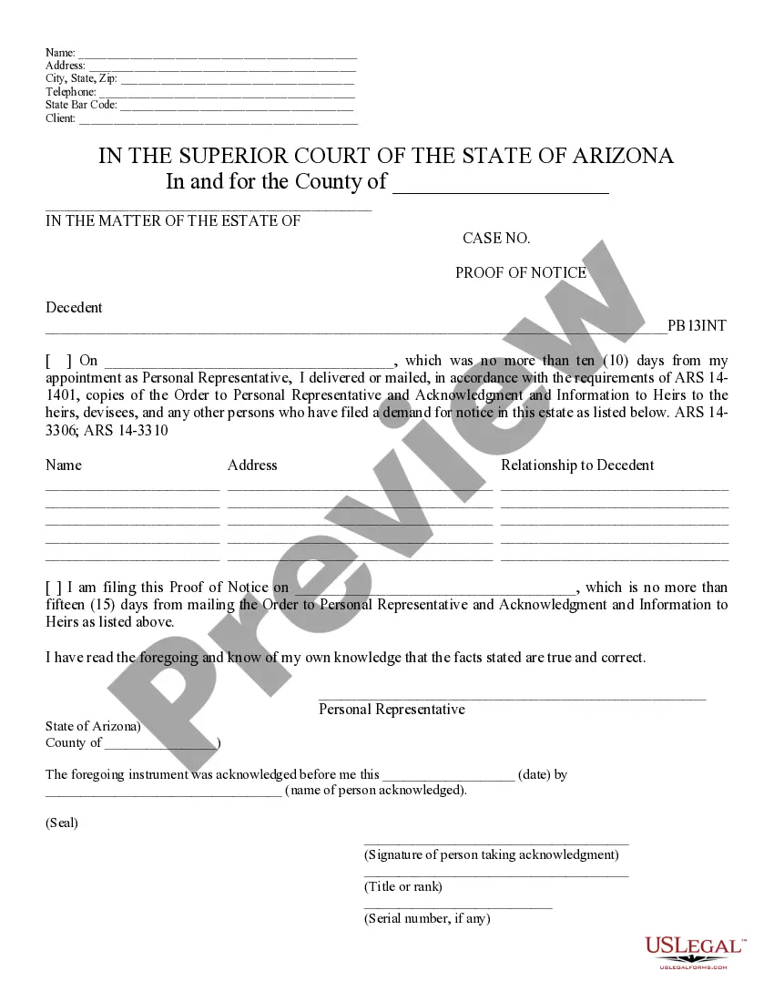 Preview Proof of Notice of Order