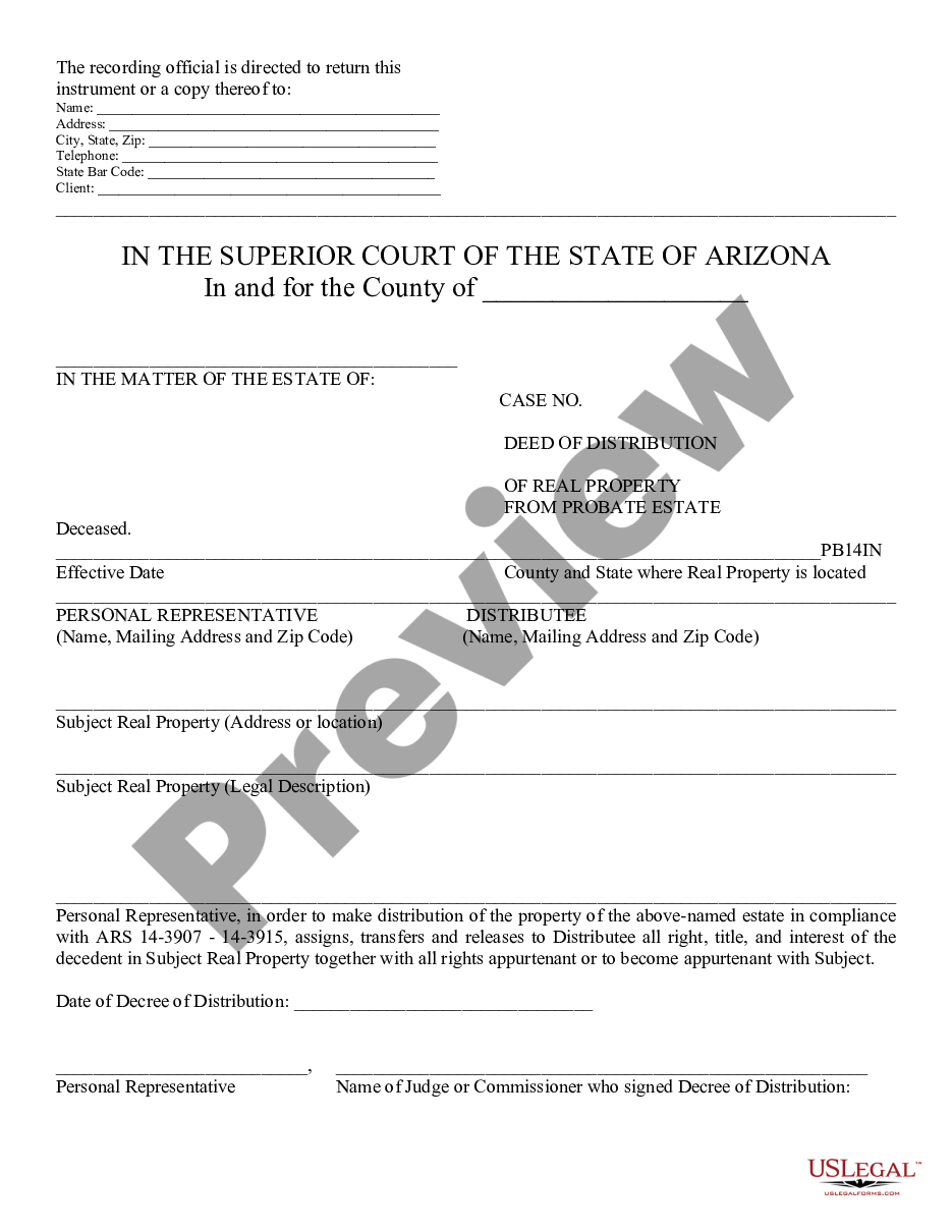form Deed of Distribution of Probate Estate preview