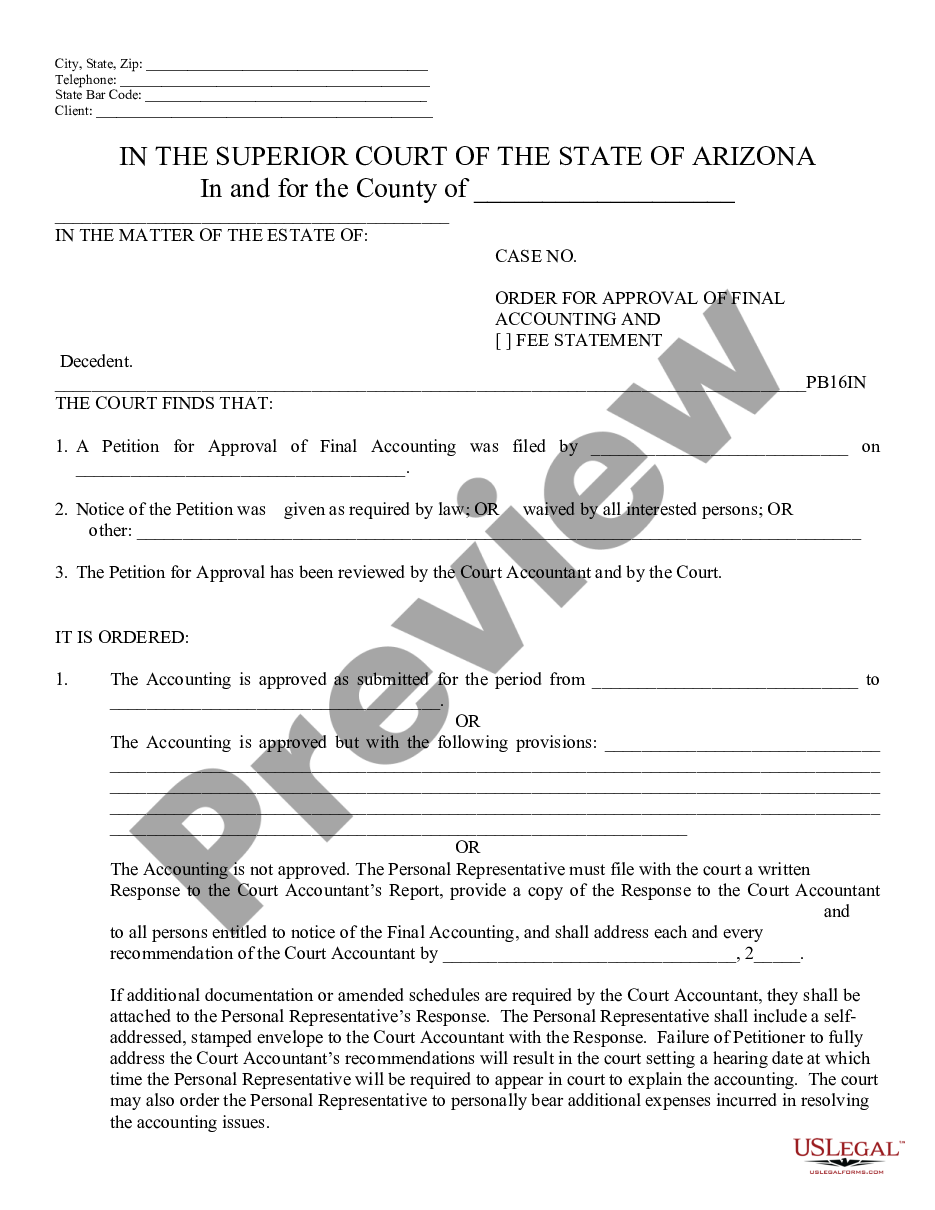page 9 Petition for Approving of Final Accounting of Personal Representative or Fee Statement preview