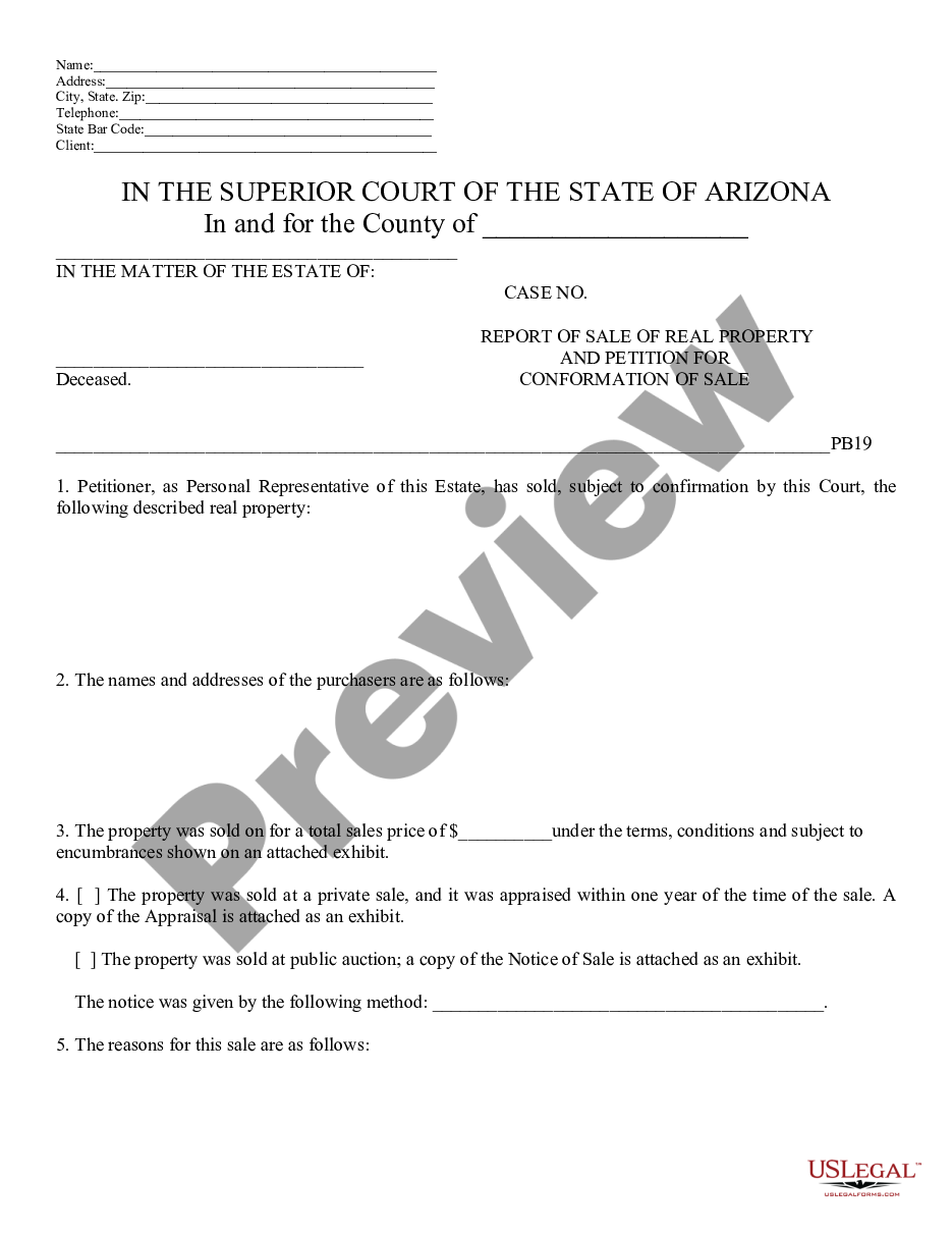 page 0 Report of Sale of Real Property and Petition for Confirmation of Sale preview
