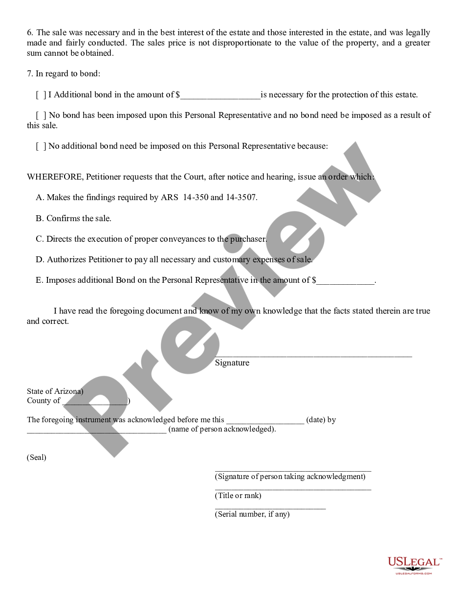 page 1 Report of Sale of Real Property and Petition for Confirmation of Sale preview