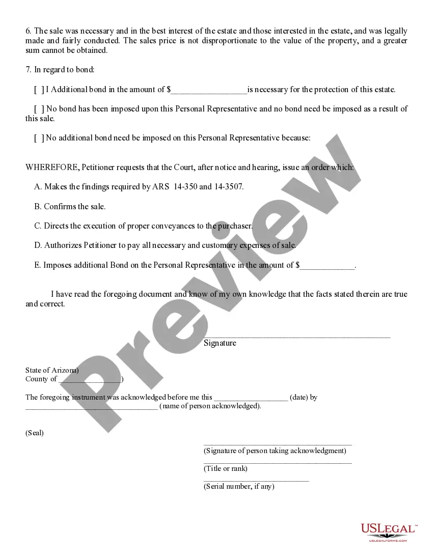 Preview Report of Sale of Real Property and Petition for Confirmation of Sale