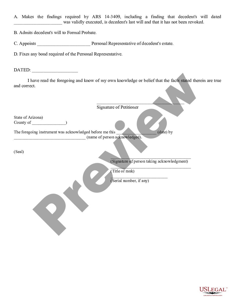 page 2 Petition for Formal Probate and Appointment of Personal Representative preview