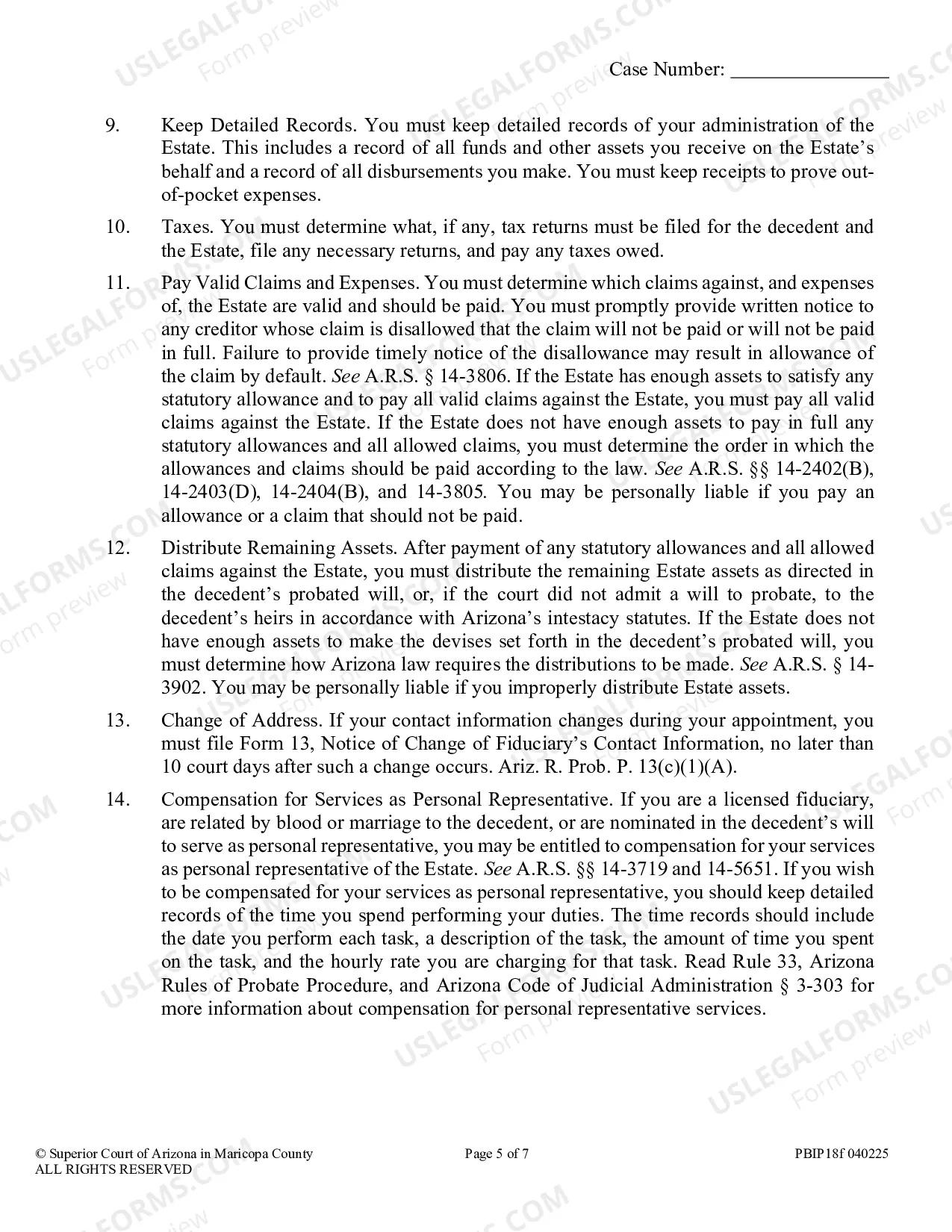 Preview Order to Personal Representatives