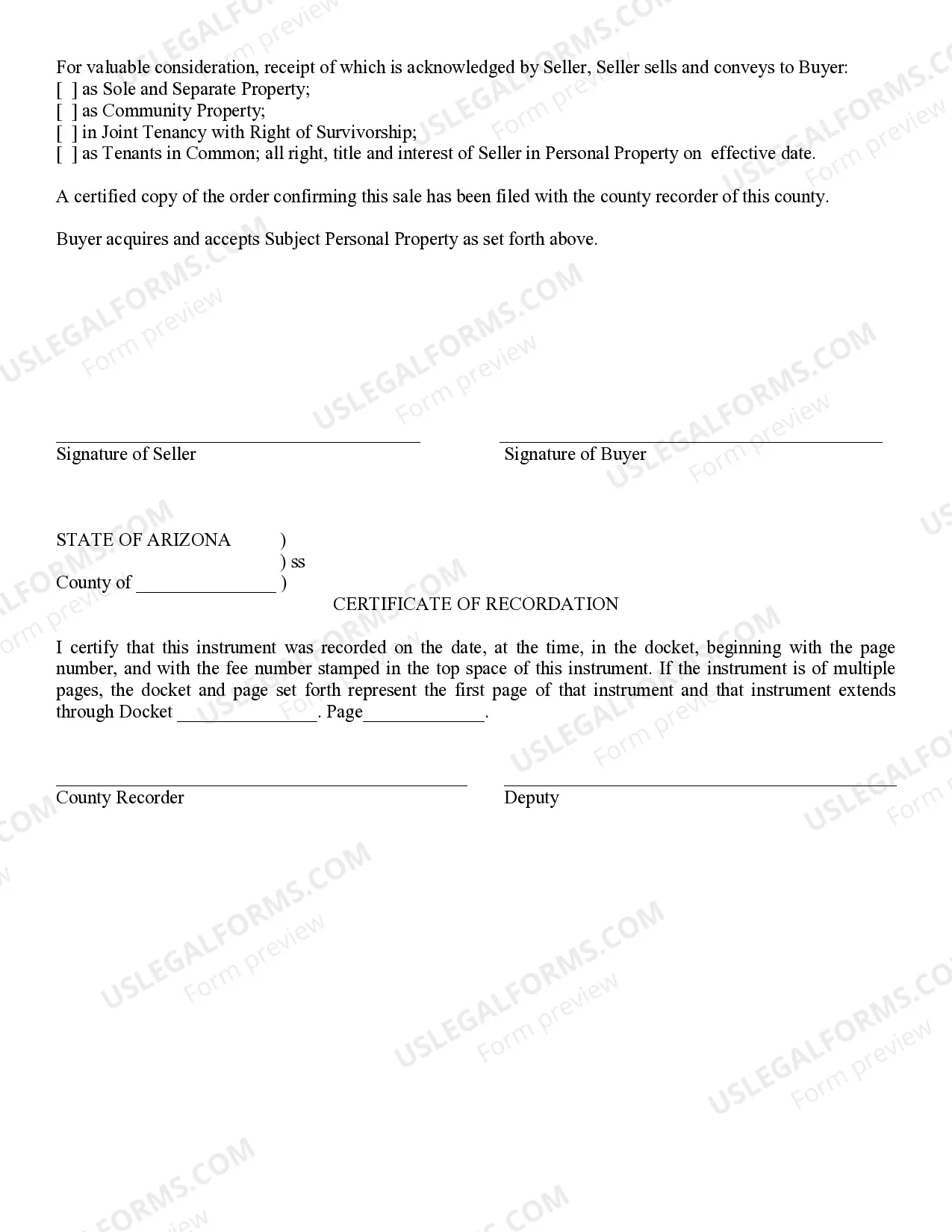 Preview Bill of Sale of Personal Representative or Conservator