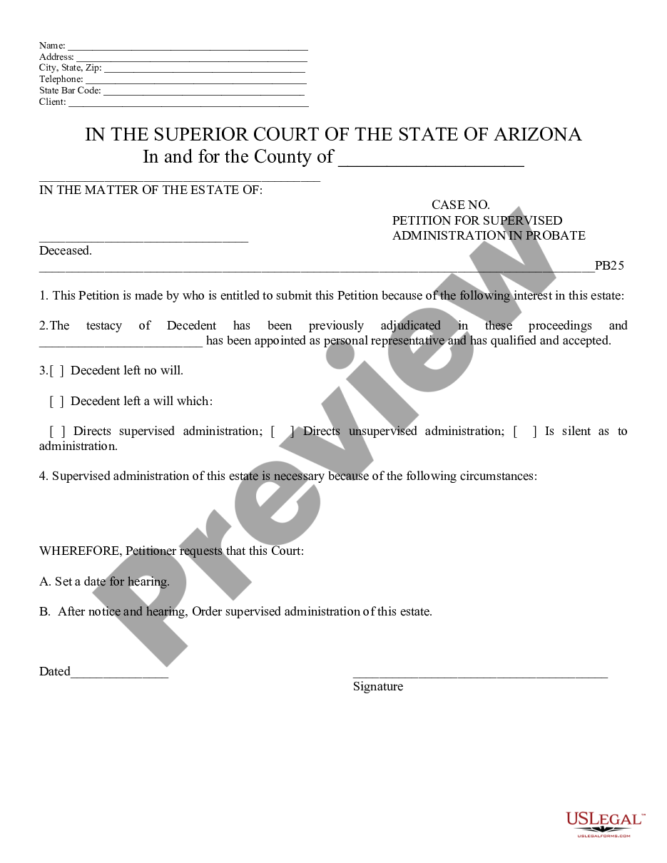 form Petition for Supervised Administration in Probate preview