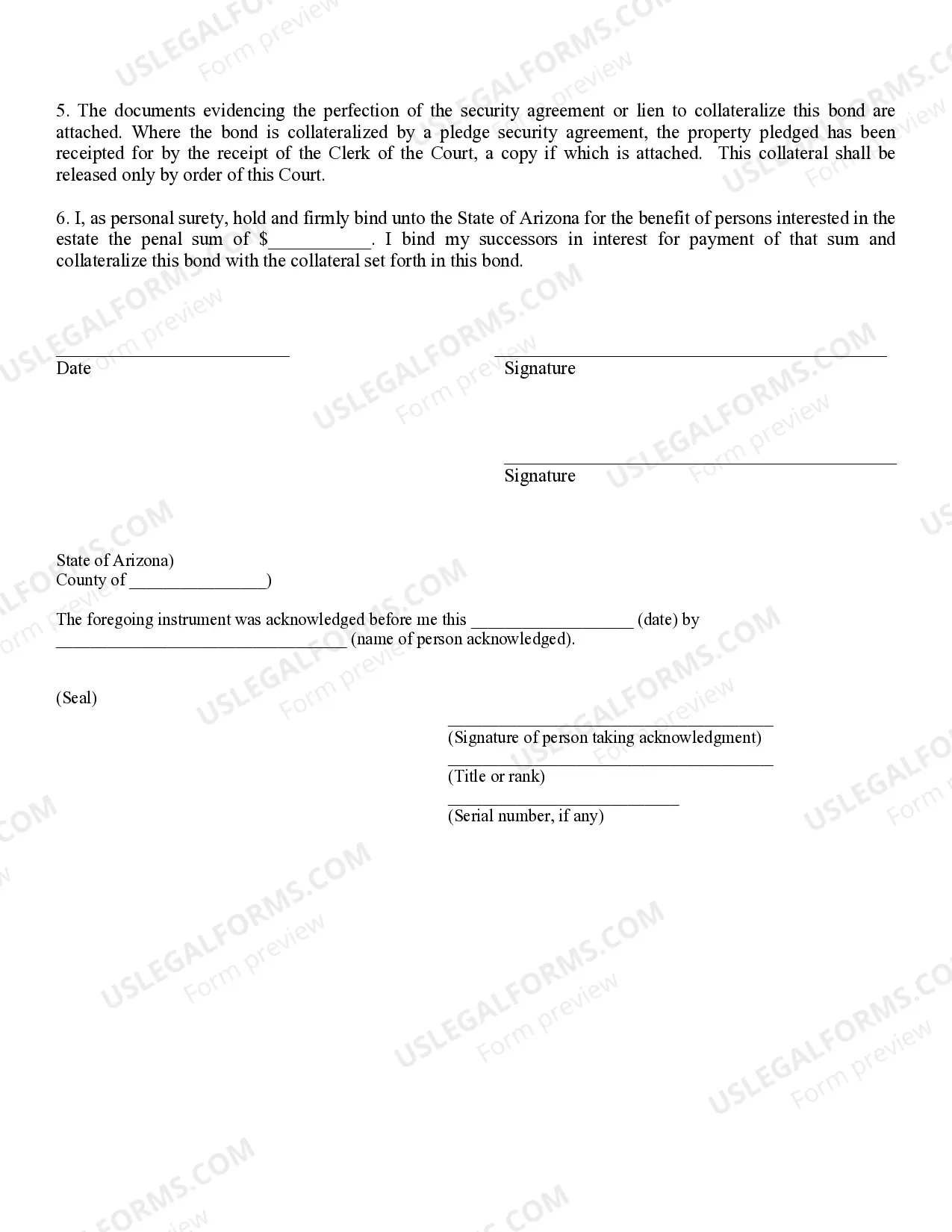 Preview Personal Surety Bond of Personal Representative