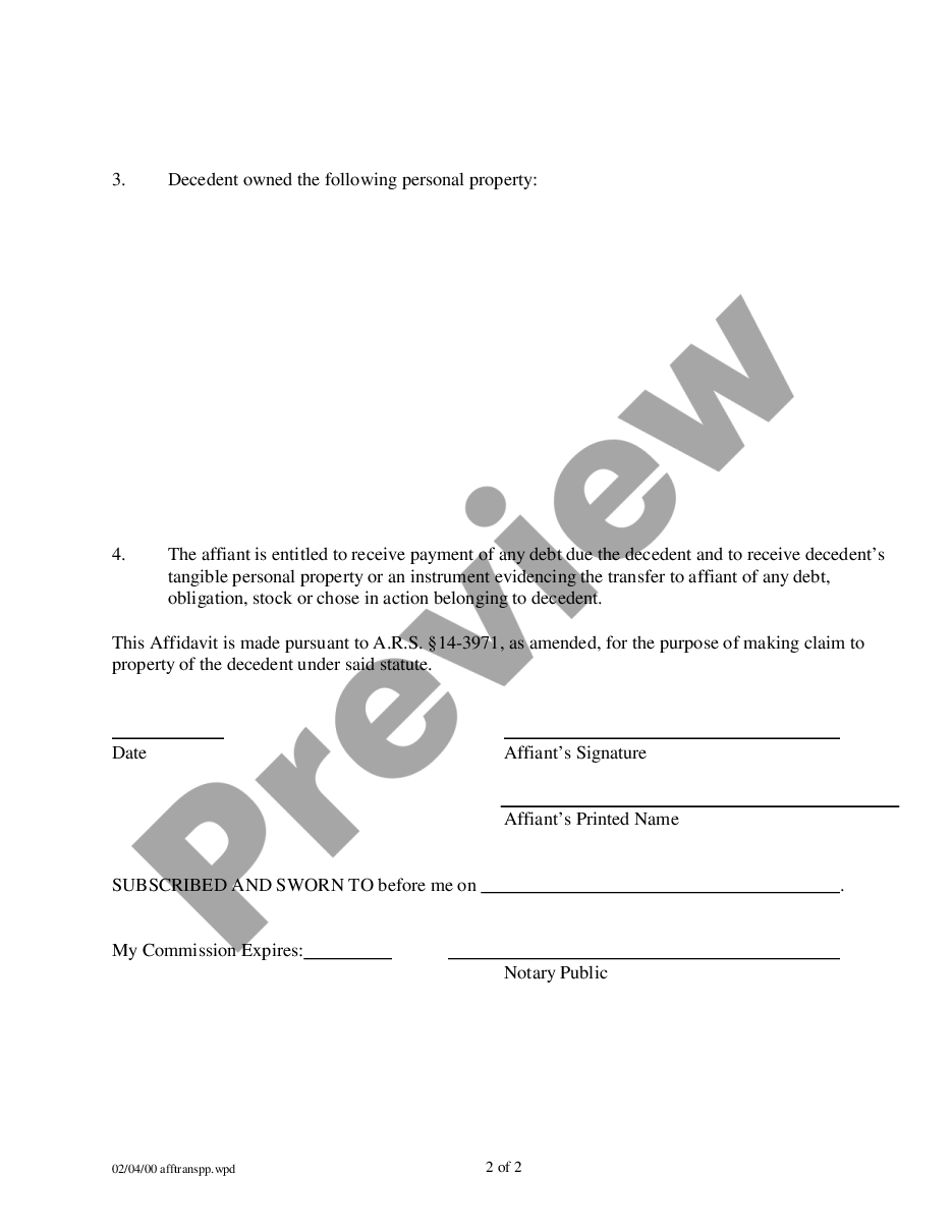 page 1 Transfer of Personal Property of a Decedent preview