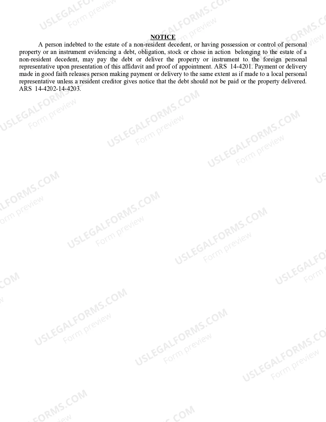 Preview Affidavit of Domiciliary Foreign Personal Representative of Nonresident Decedent