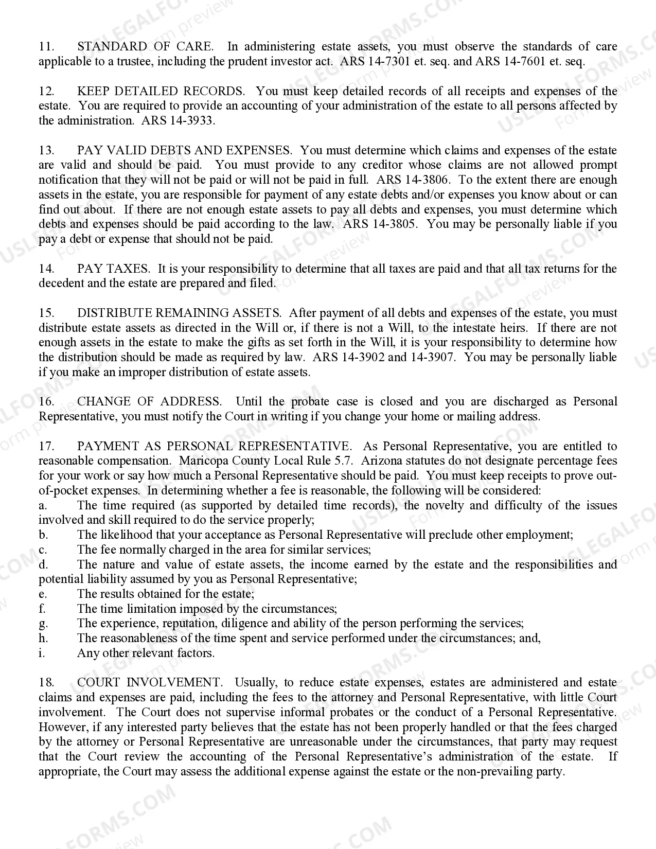 Preview Order to Personal Representatives