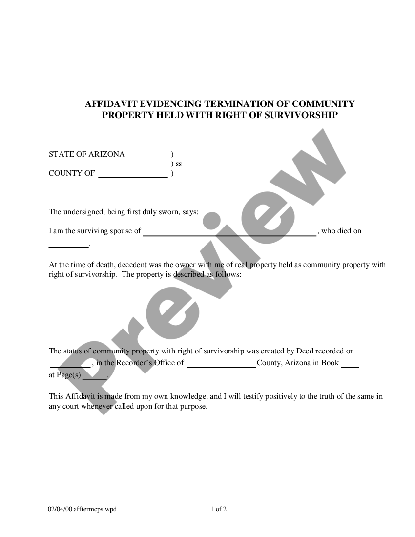 Arizona Transfer of Real Property of a Decedent Community Property