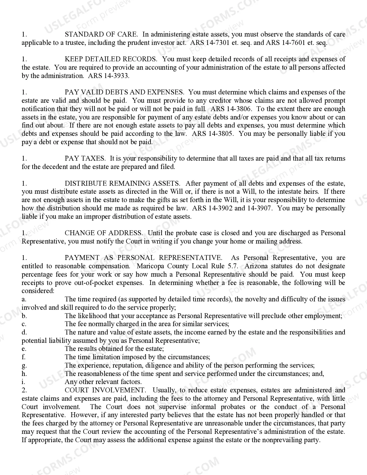 Preview Order to Personal Representatives