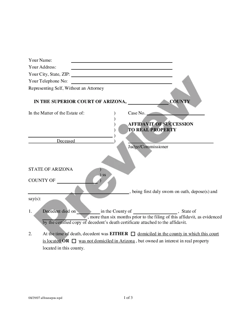Preview Required Forms for Transfer of Real Property of a Decedent - No Right of Survivorship
