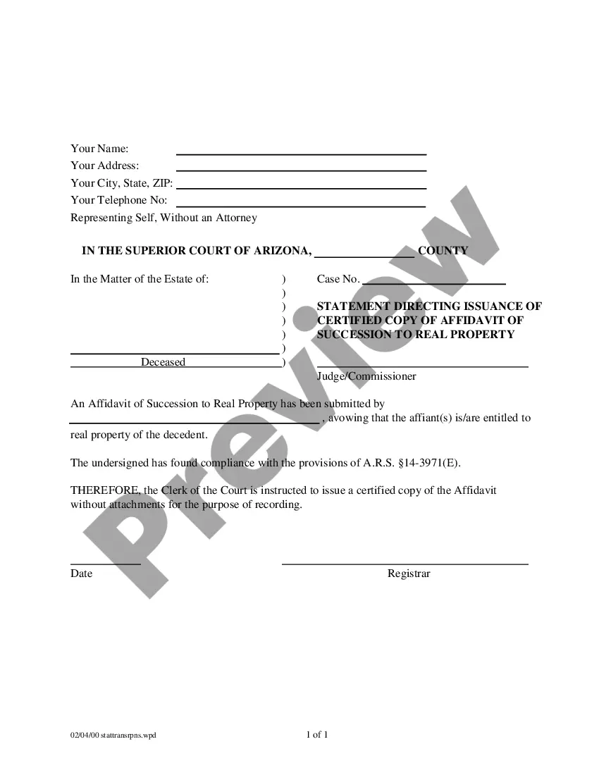 Preview Required Forms for Transfer of Real Property of a Decedent - No Right of Survivorship