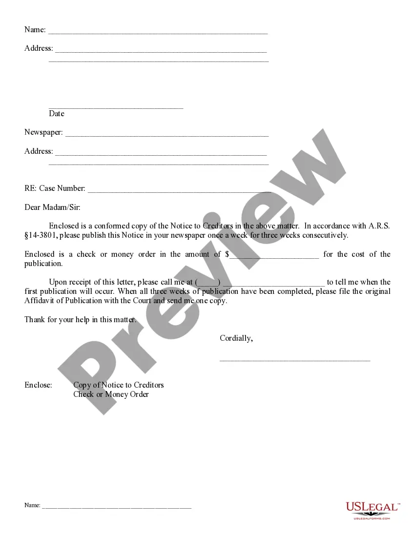 Get Notice to Creditors in Probate Preview Notice to Creditors in Probate