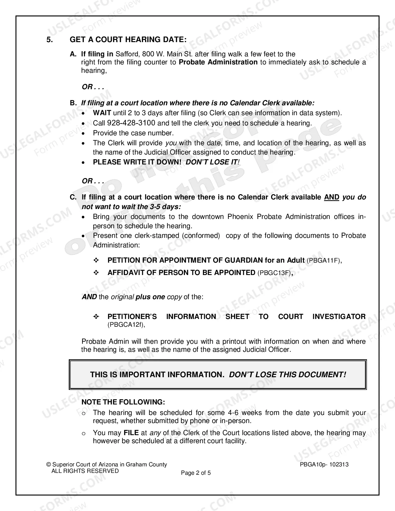 Preview Guardianship for an Adult