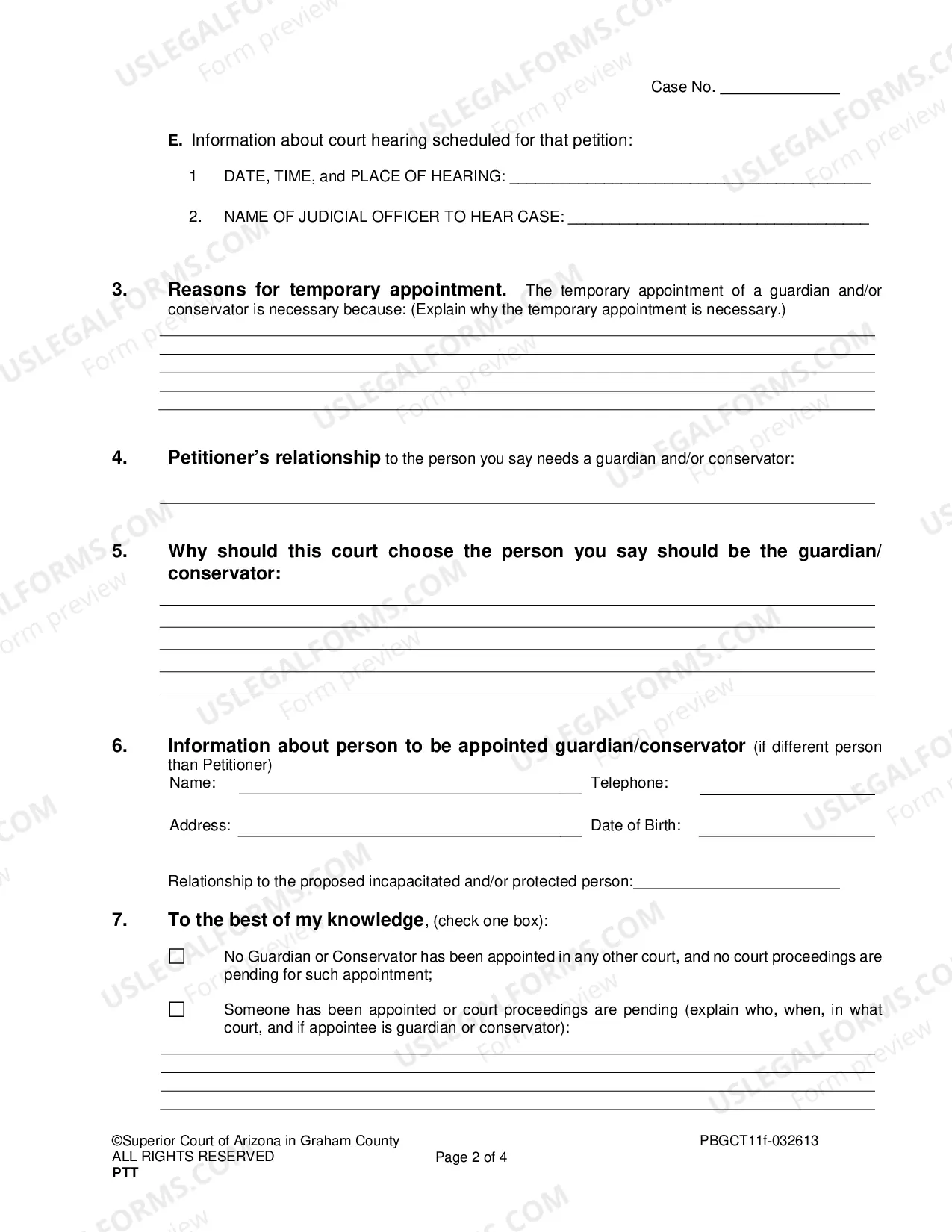 Preview Temporary Orders for Guardianship and/or Conservatorship for Minor or Adult