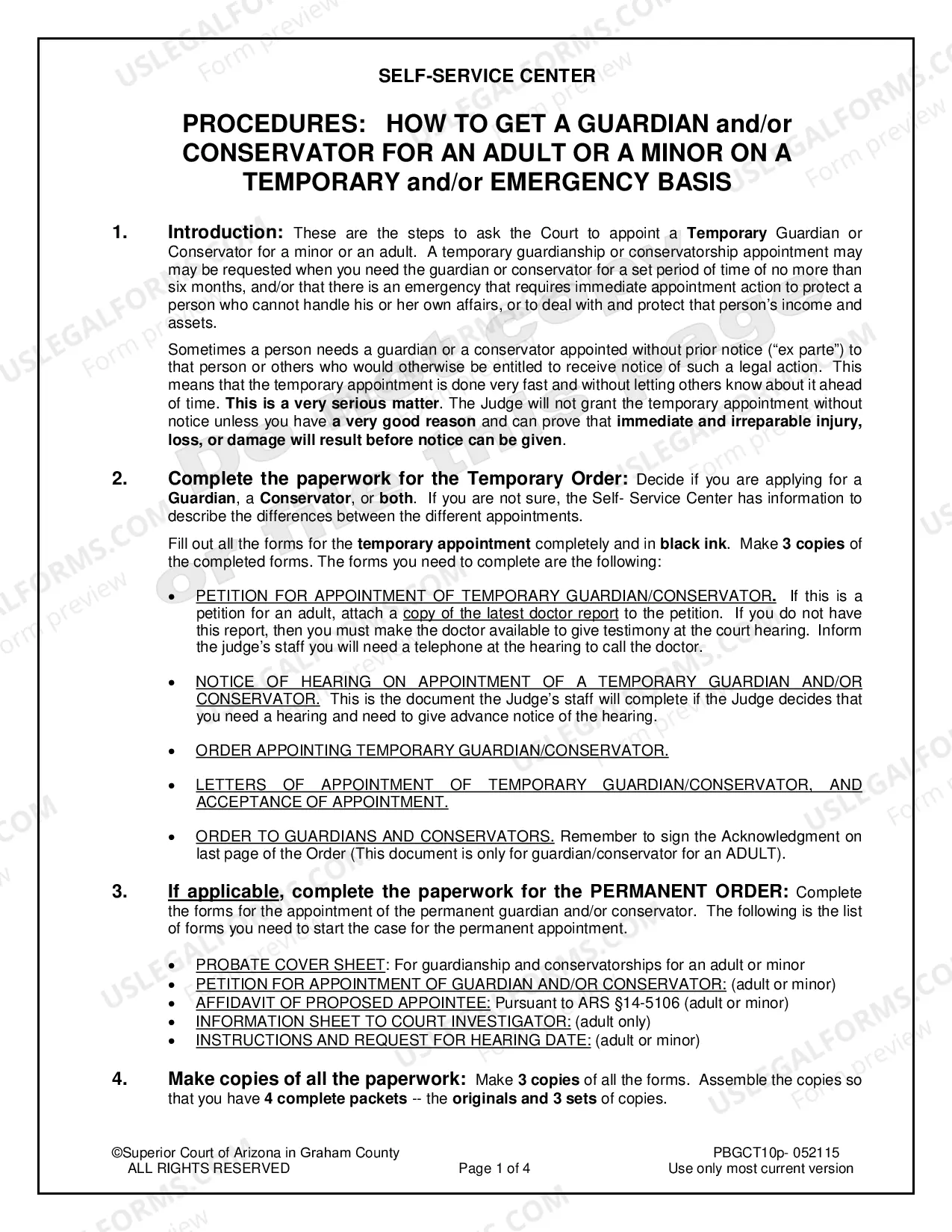 Preview Temporary Orders for Guardianship and/or Conservatorship for Minor or Adult