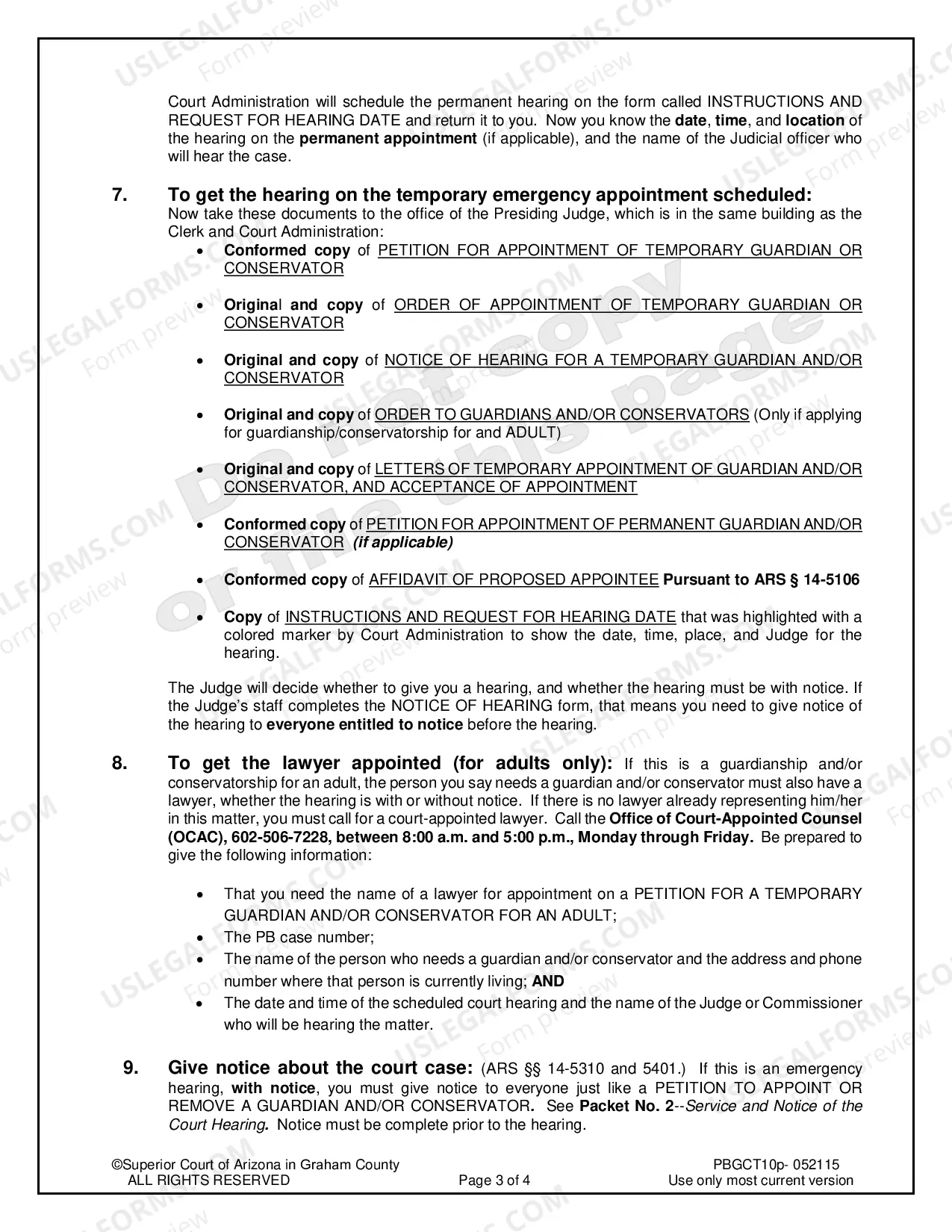 Preview Temporary Orders for Guardianship and/or Conservatorship for Minor or Adult
