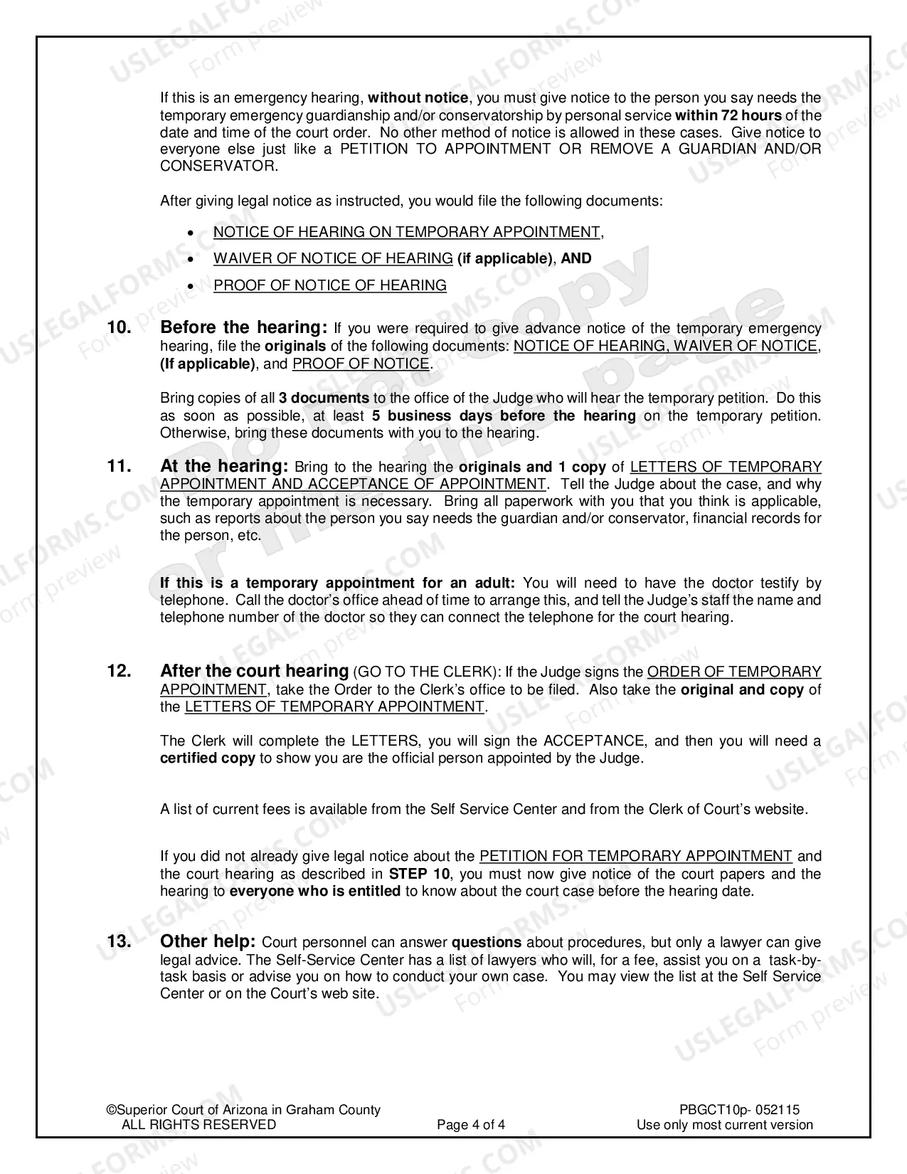 Preview Temporary Orders for Guardianship and/or Conservatorship for Minor or Adult
