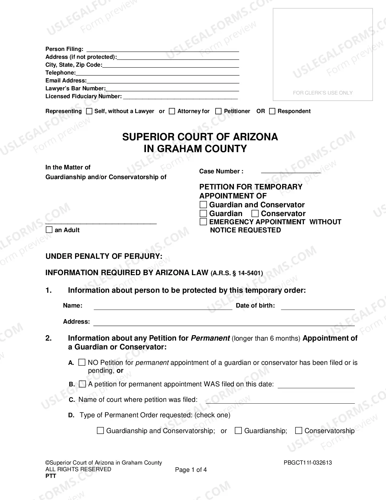 Preview Temporary Orders for Guardianship and/or Conservatorship for Minor or Adult