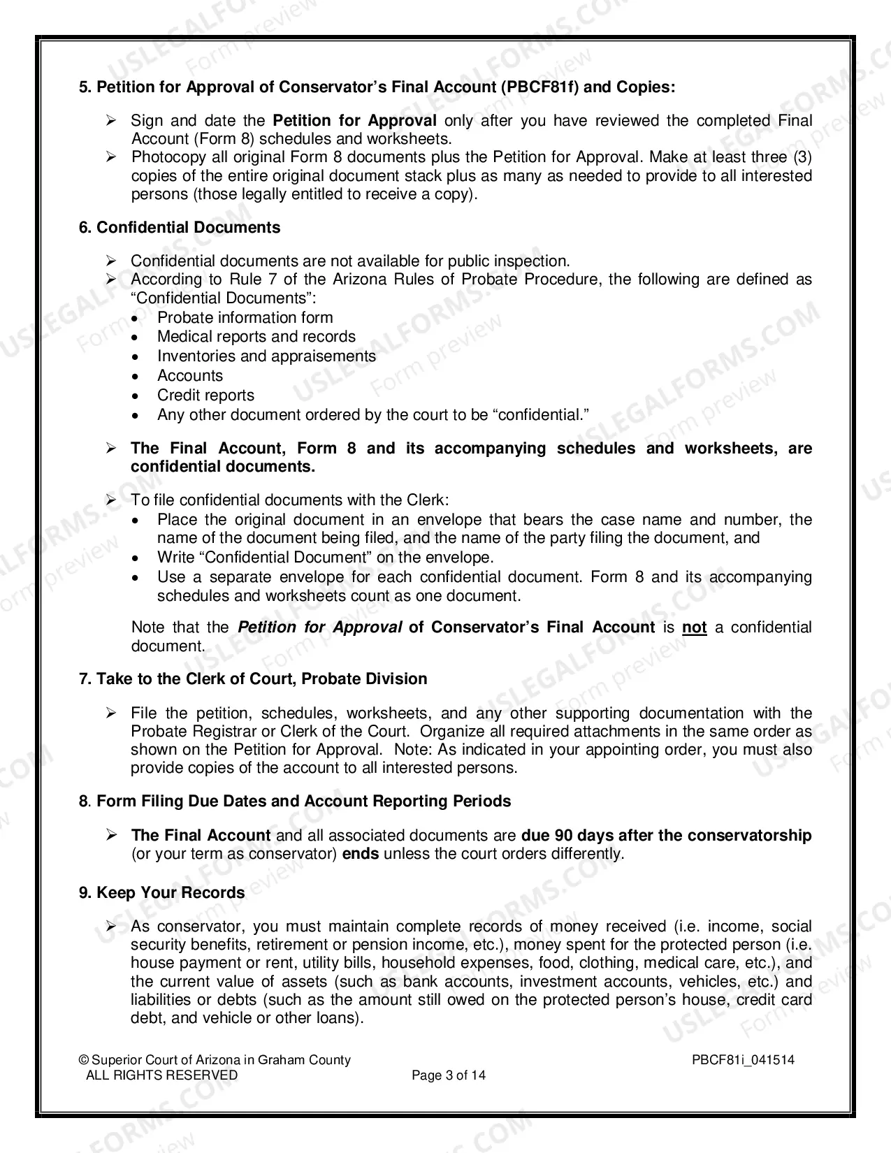 Preview Approval of Final Accounting