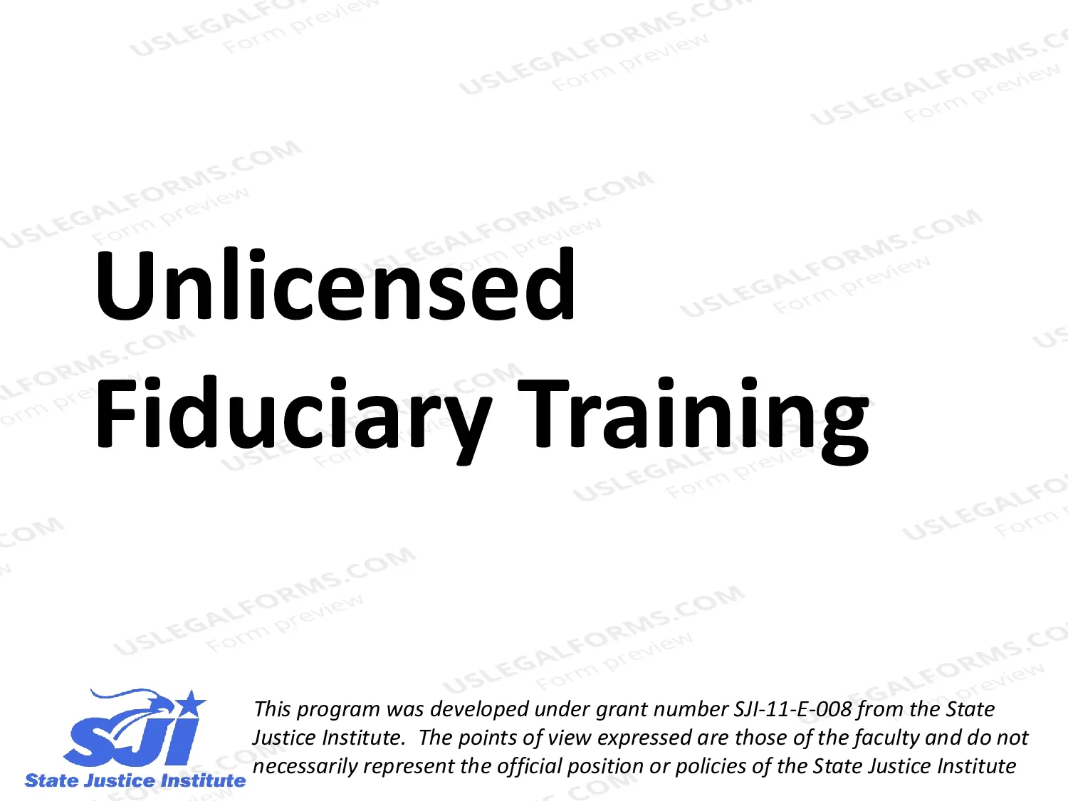 Preview Unlicensed Fiduciary Training (PB1)
