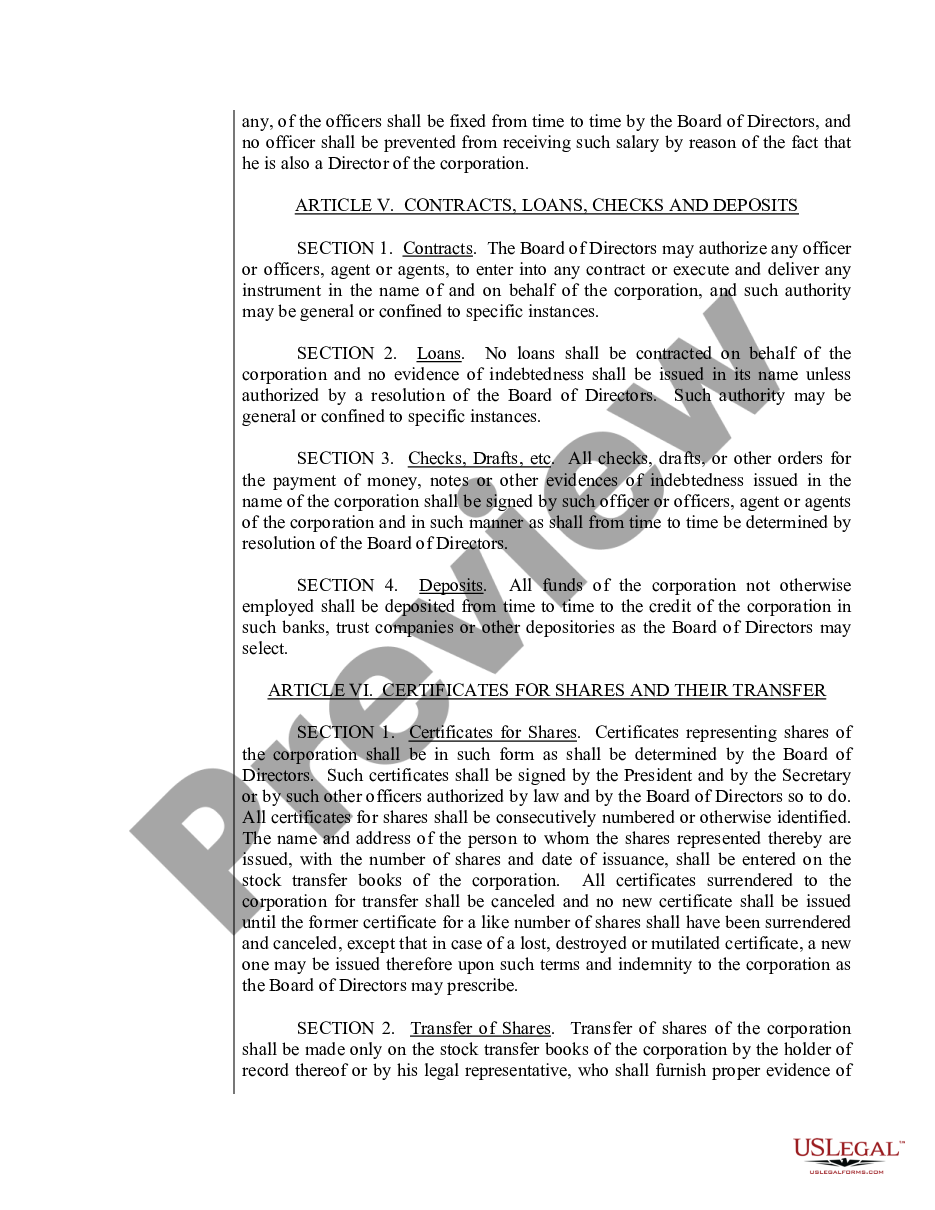 page 8 Sample Bylaws for a Arizona Professional Corporation preview