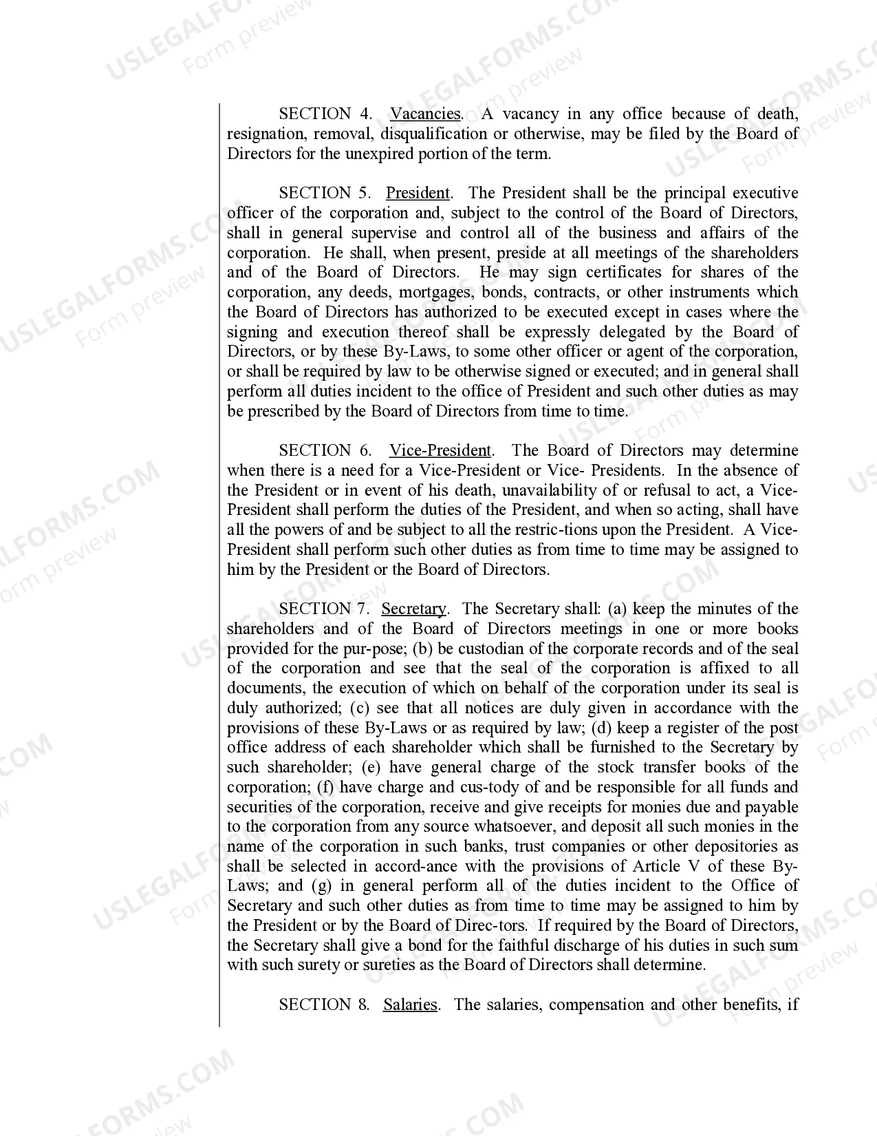 Preview Sample Bylaws for a Arizona Professional Corporation