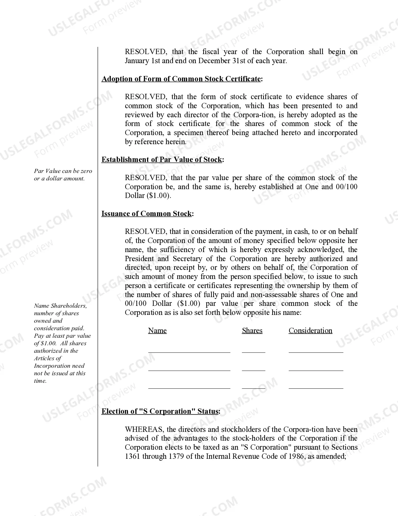 Preview Sample Organizational Minutes for an Arizona Professional Corporation