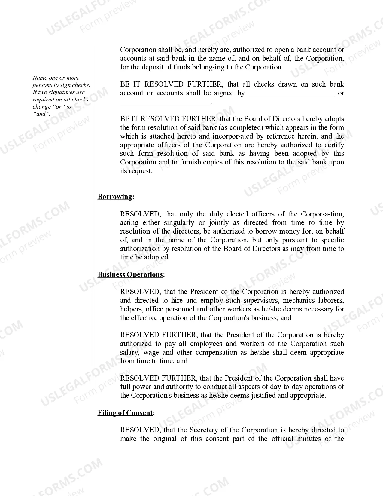 Preview Sample Organizational Minutes for an Arizona Professional Corporation