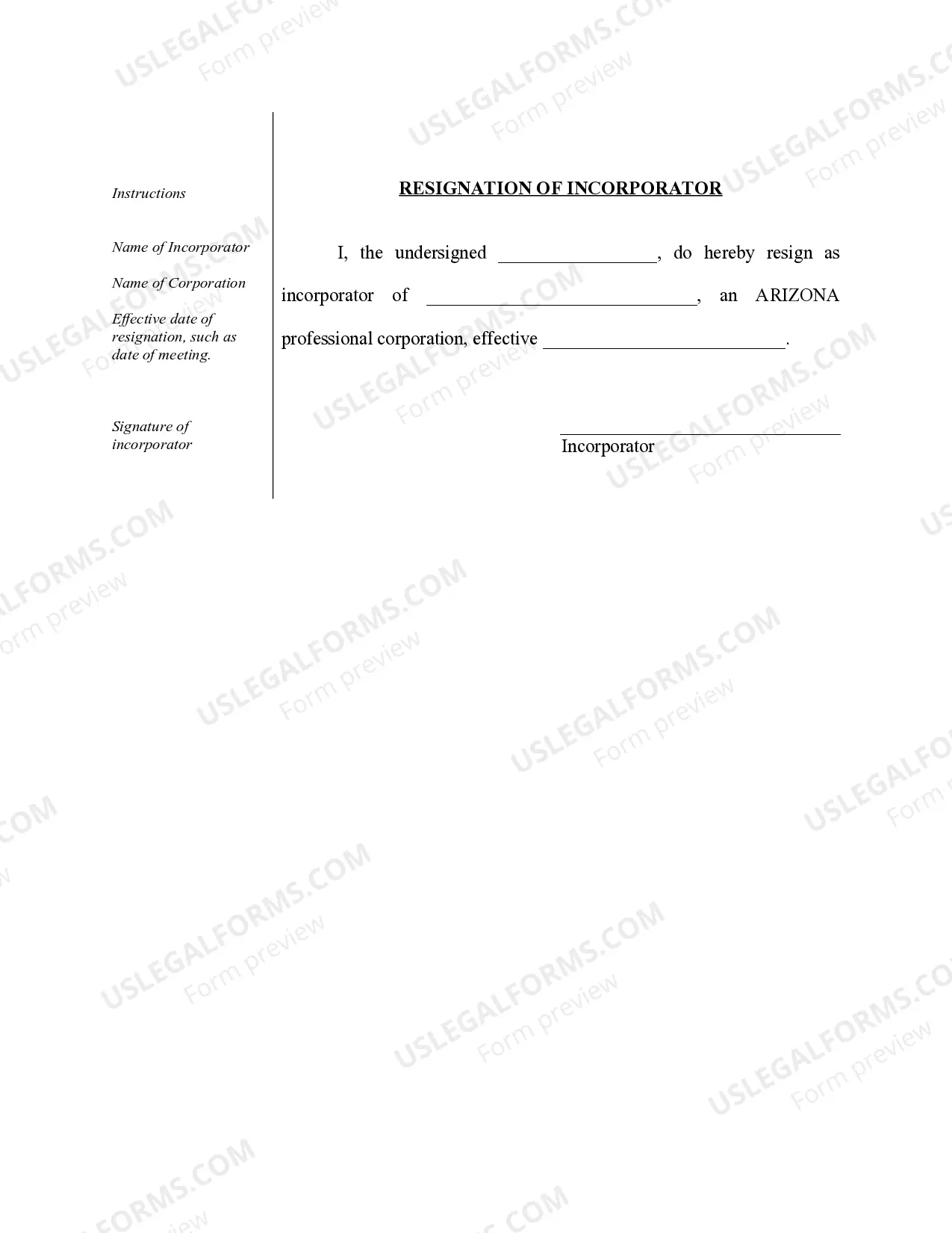 Preview Sample Organizational Minutes for an Arizona Professional Corporation