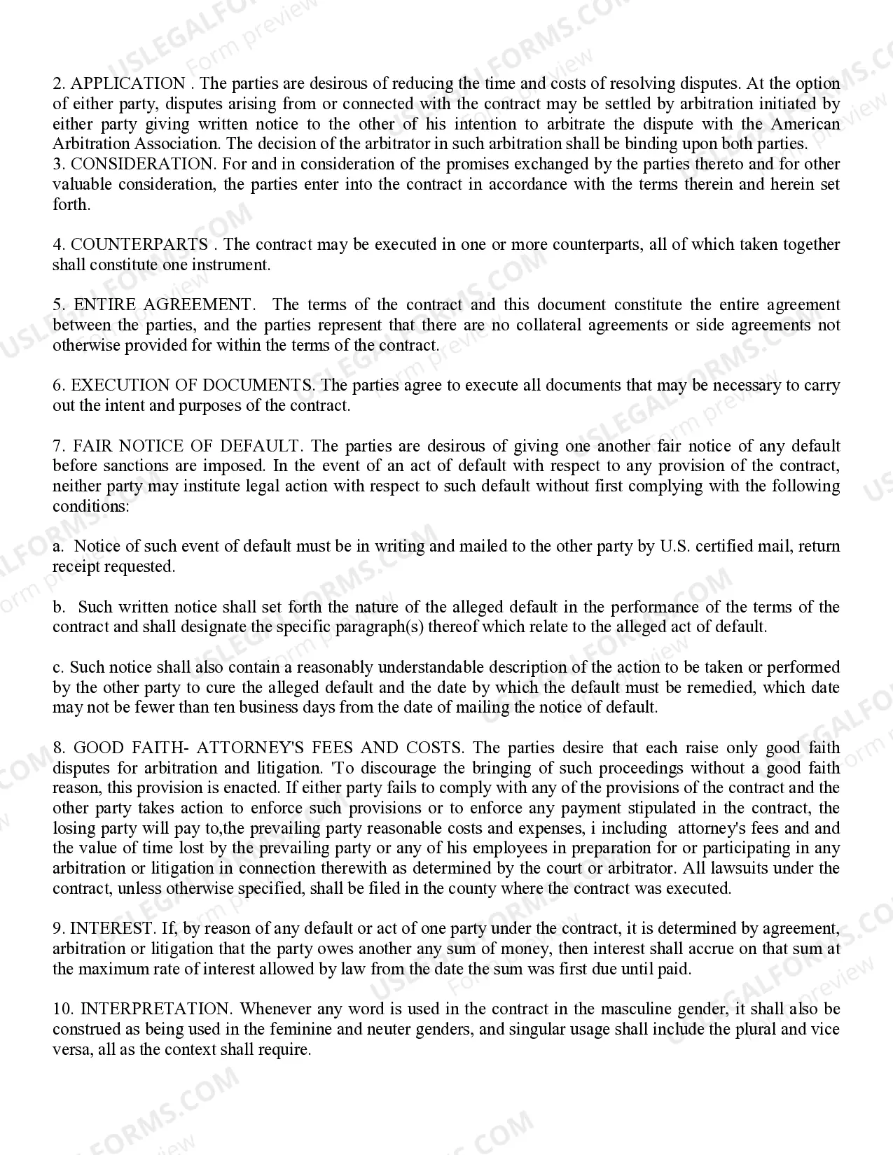 Preview Contract, General Purpose