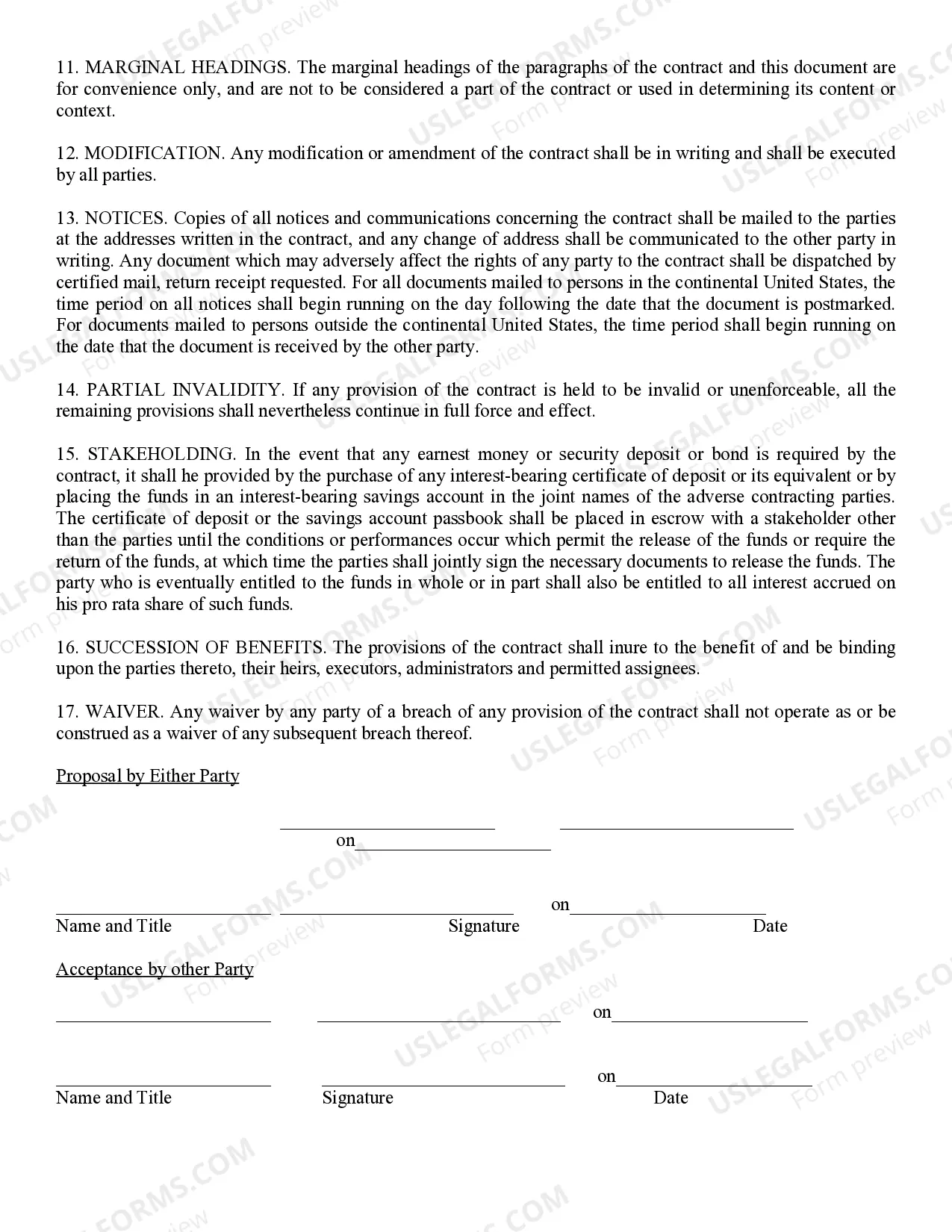 Preview Contract, General Purpose