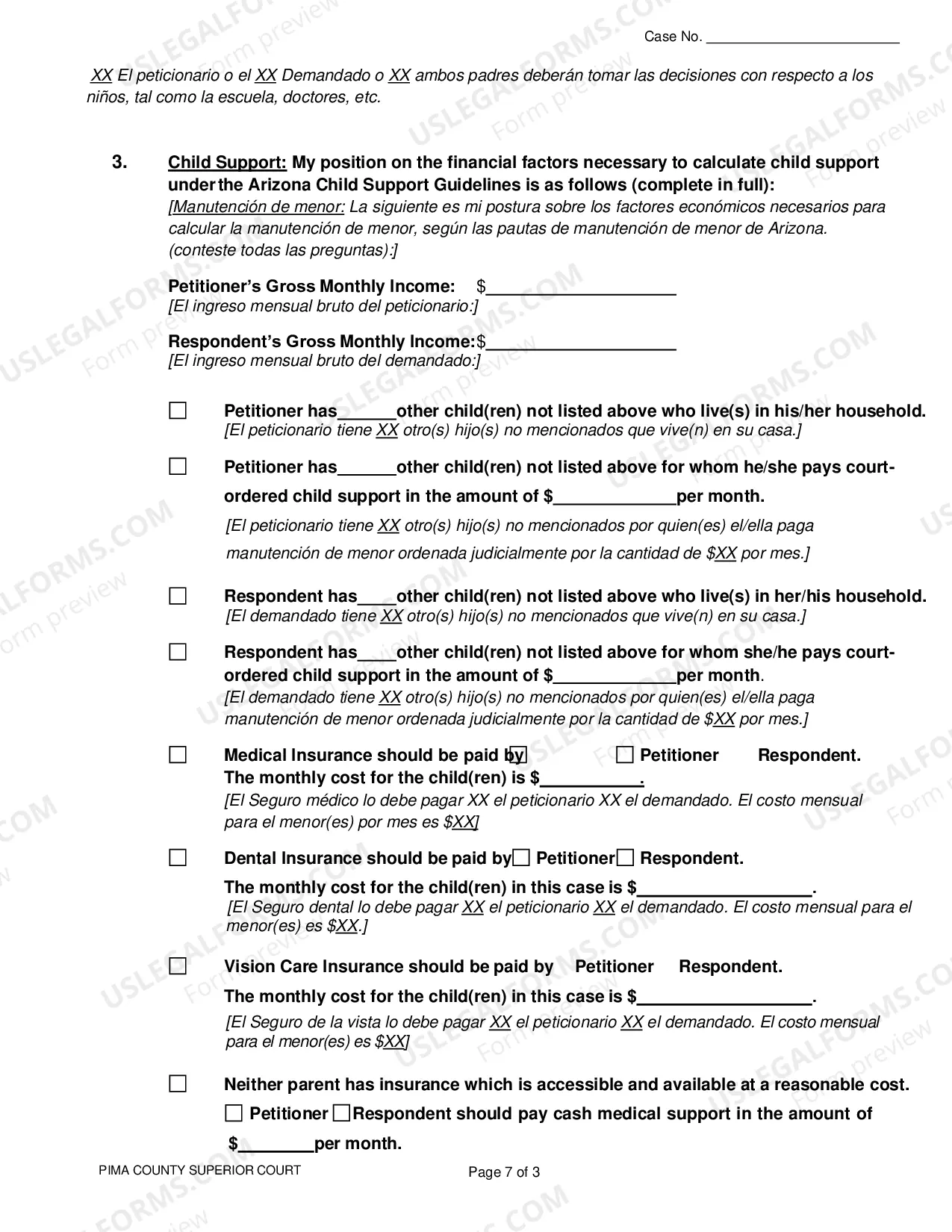 Preview Pima County - Resolution Statement for Paternity and Legal Decision Making Cases - Spanish