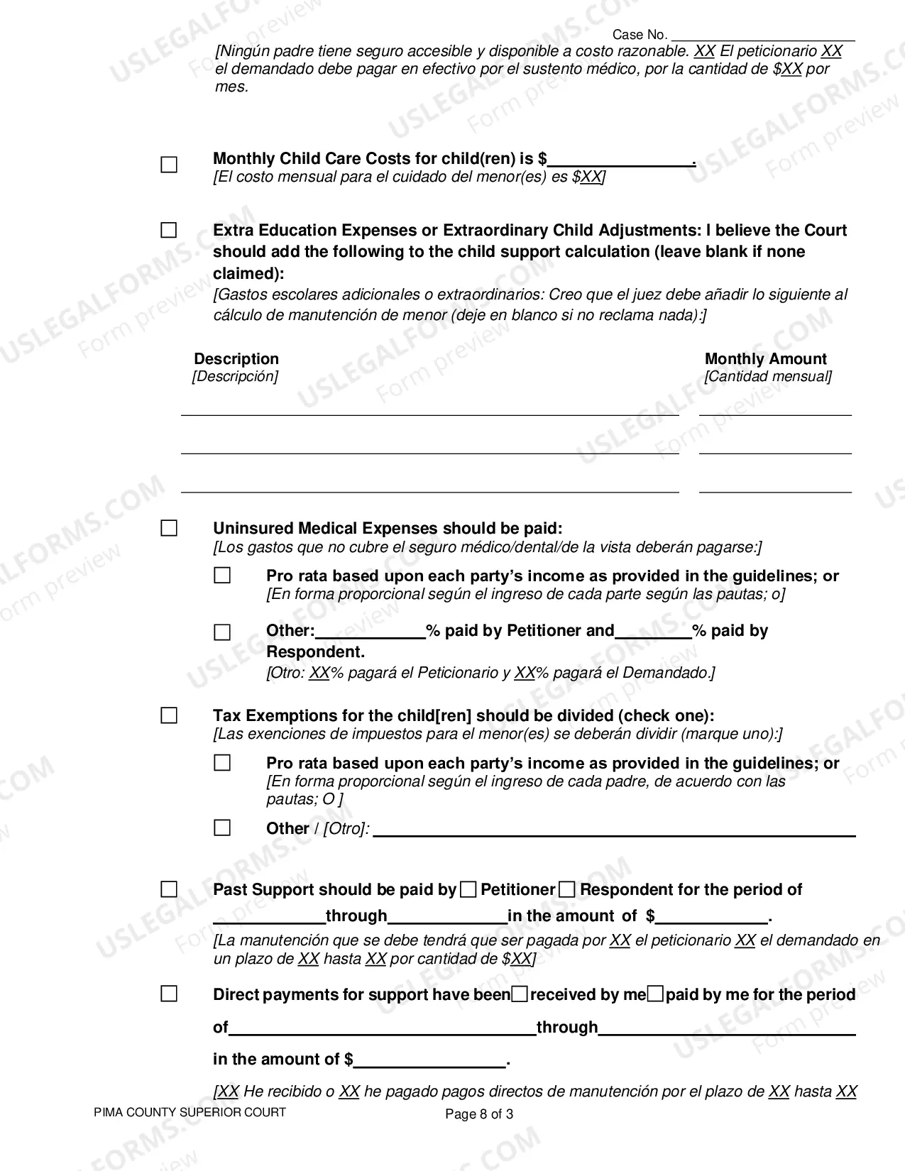 Preview Pima County - Resolution Statement for Paternity and Legal Decision Making Cases - Spanish
