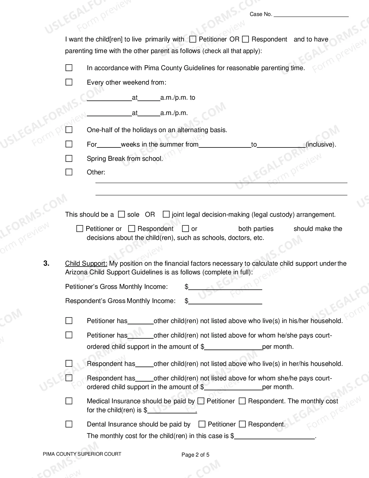 Preview Pima County - Resolution Statement for Paternity and Legal Decision Making Cases