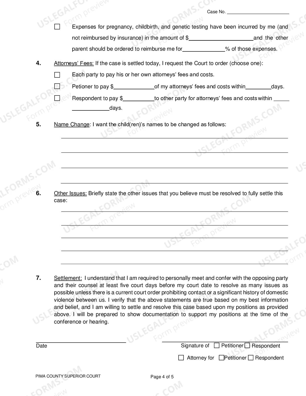 Preview Pima County - Resolution Statement for Paternity and Legal Decision Making Cases