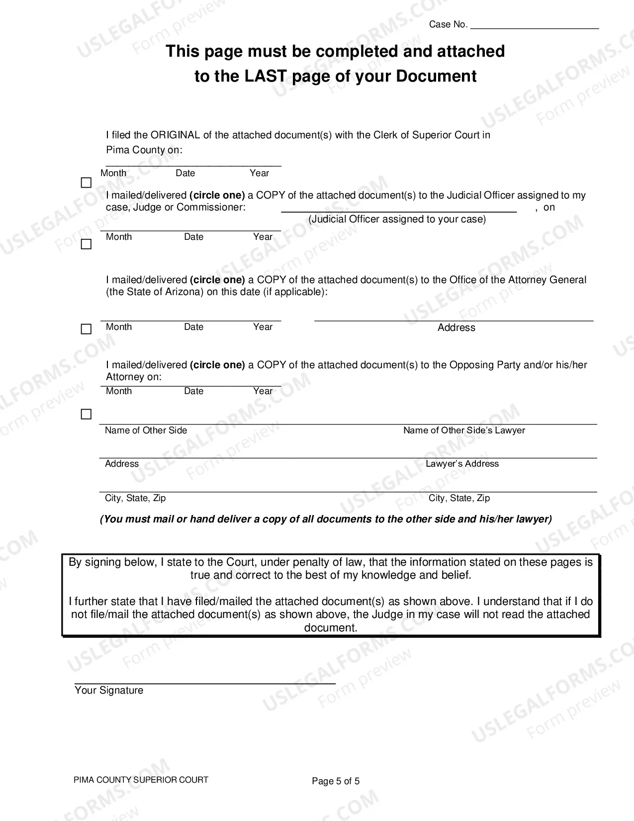 Preview Pima County - Resolution Statement for Paternity and Legal Decision Making Cases