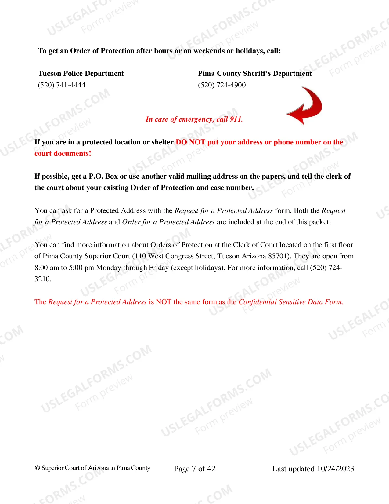 Preview Pima County - Petition to Establish Paternity Package