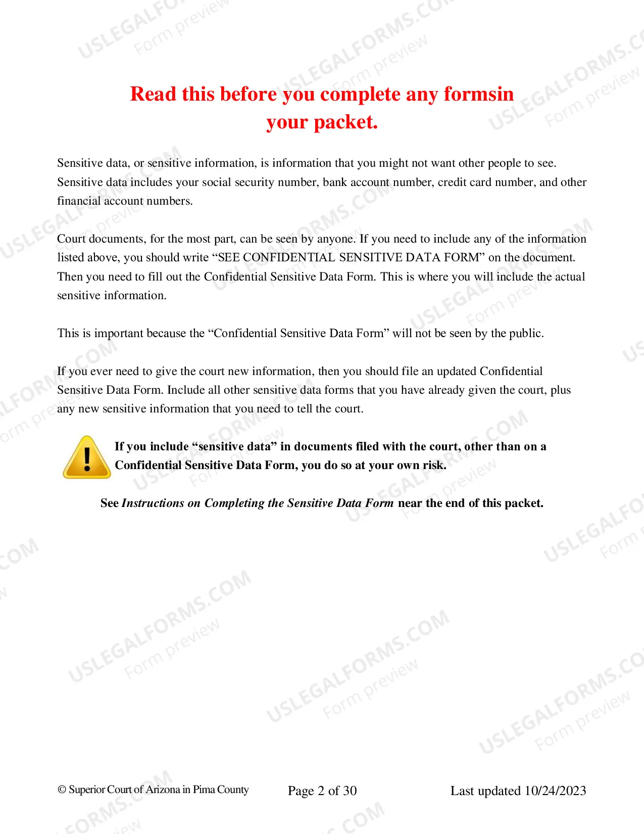 Preview Pima County - Response to Paternity Package
