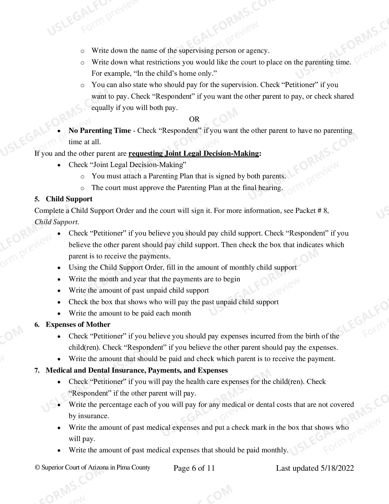 Preview Pima County - Paternity Judgment Package