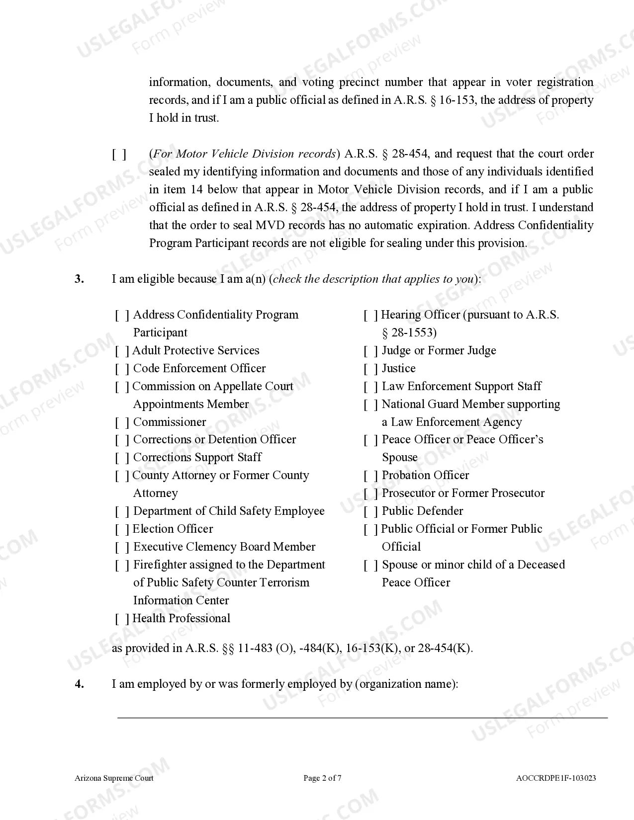 Preview Affidavit To Restrict Public Access To Address And Telephone for Use by Eligible Public Employees)