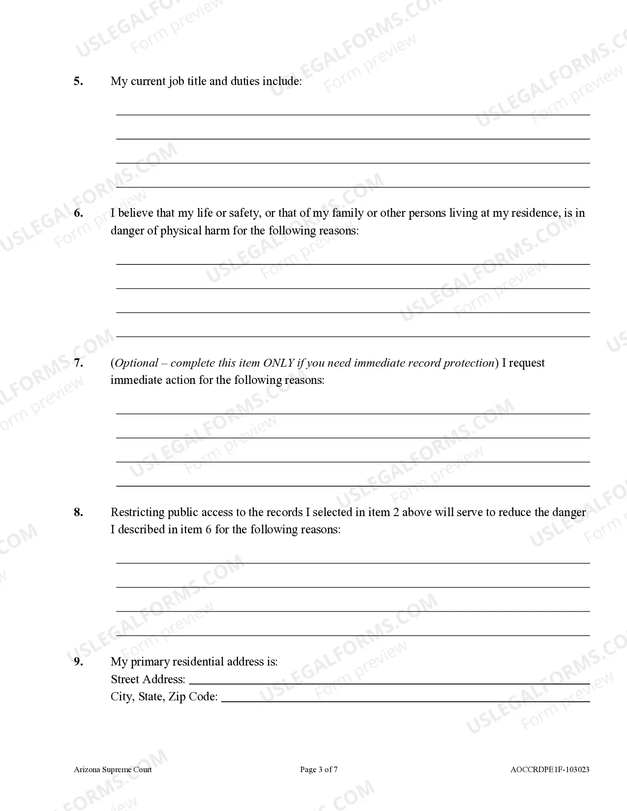 Preview Affidavit To Restrict Public Access To Address And Telephone for Use by Eligible Public Employees)