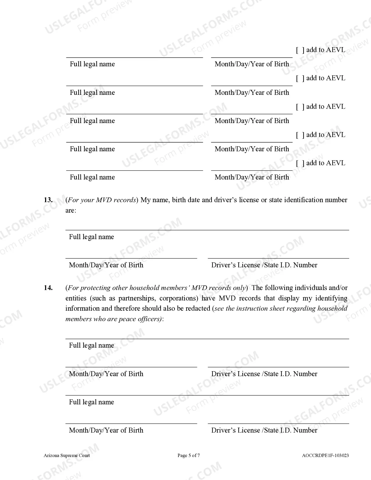 Preview Affidavit To Restrict Public Access To Address And Telephone for Use by Eligible Public Employees)