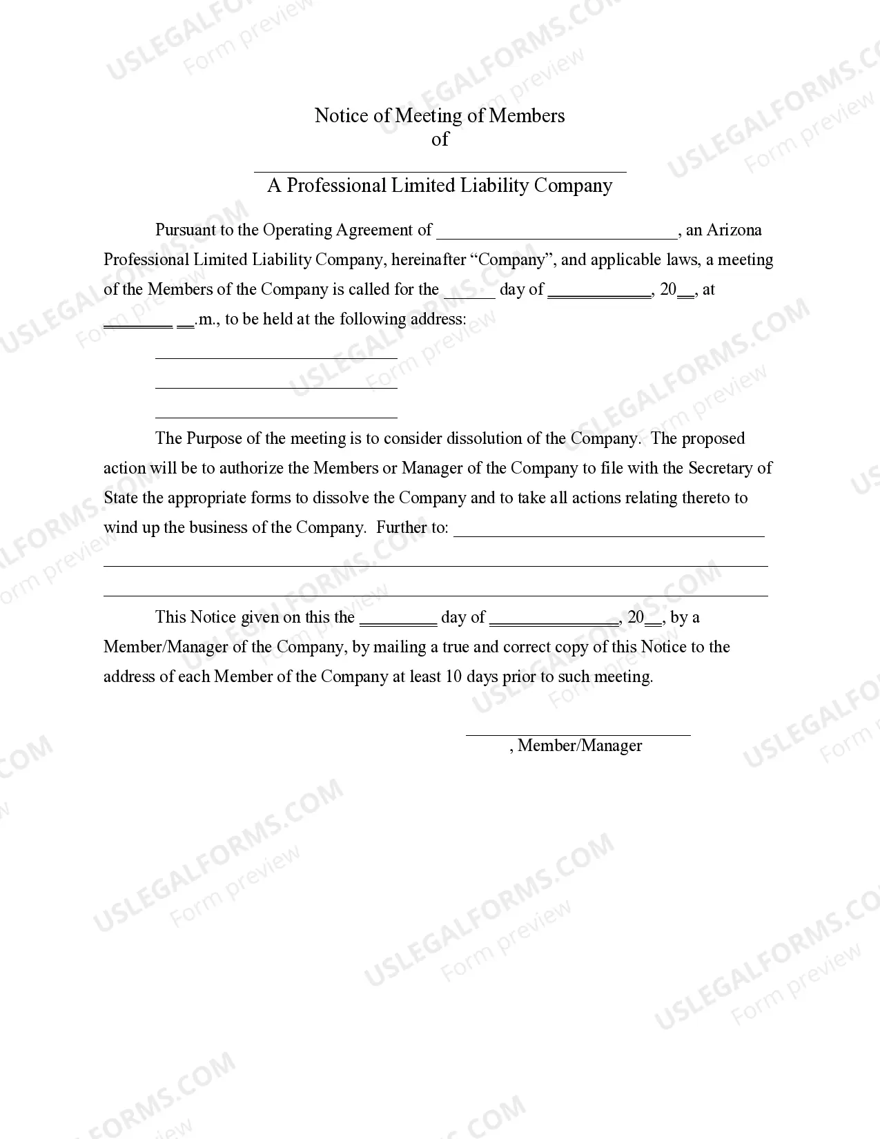 Preview PLLC Notices and Resolutions