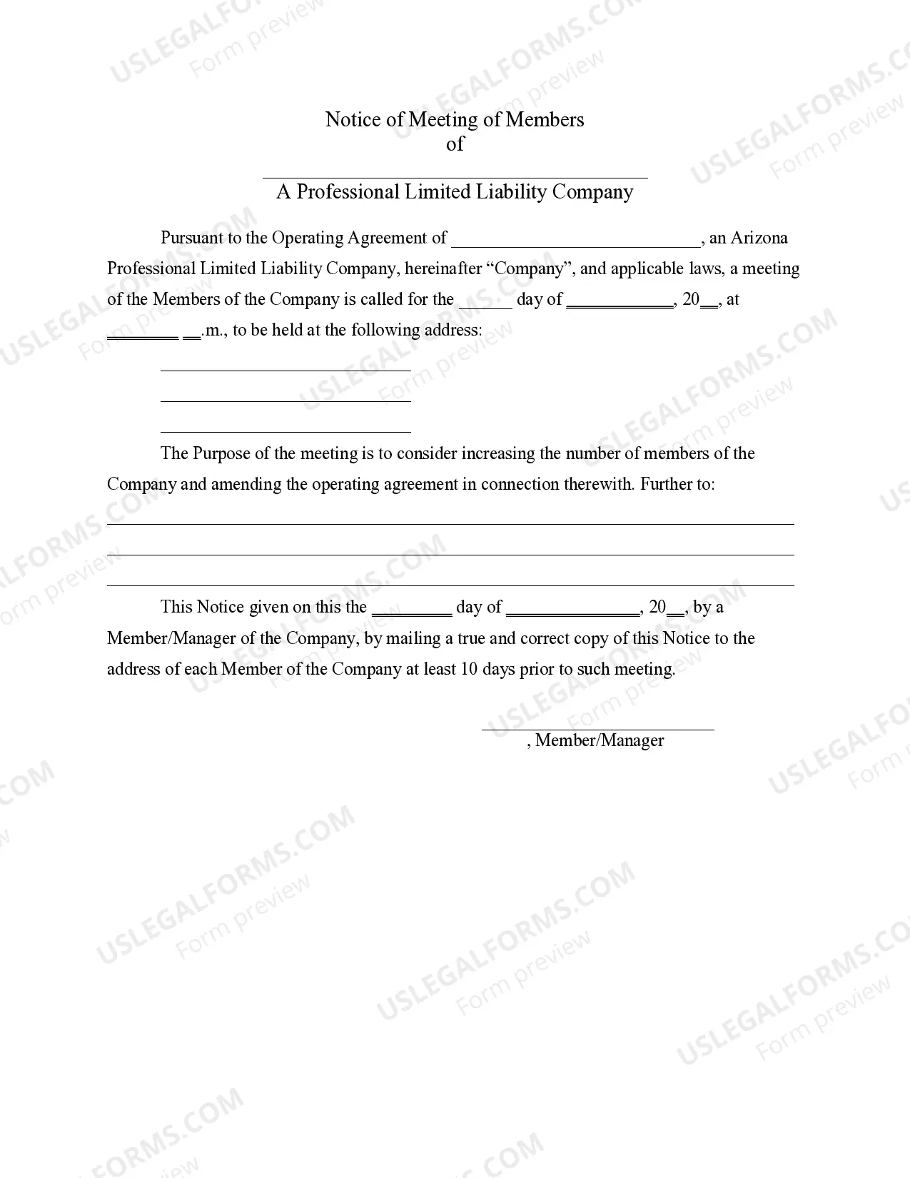 Preview PLLC Notices and Resolutions