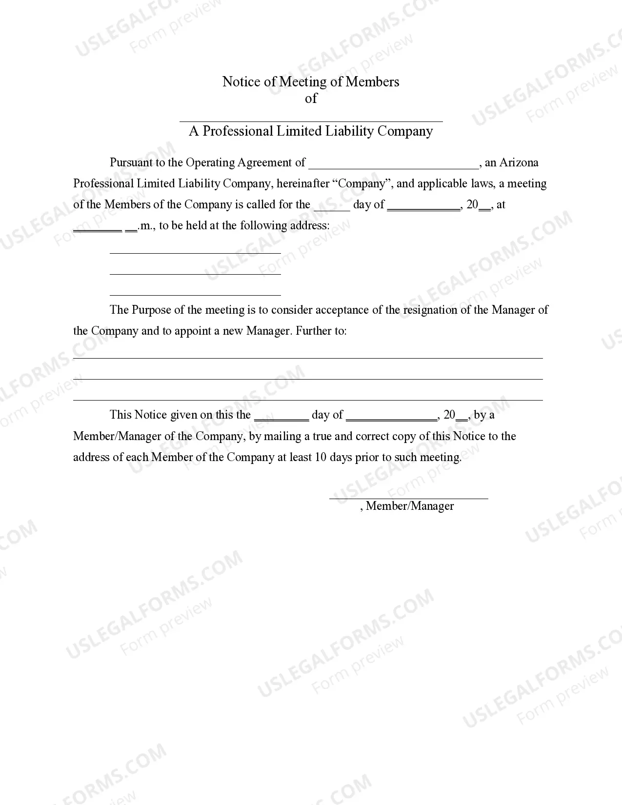 Preview PLLC Notices and Resolutions