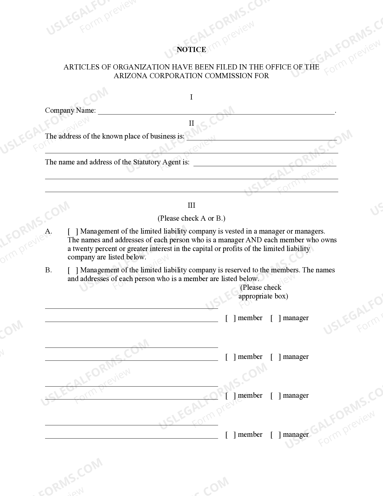 Arizona Notice of Filing for Publication - Notice Of Publication Llc ...